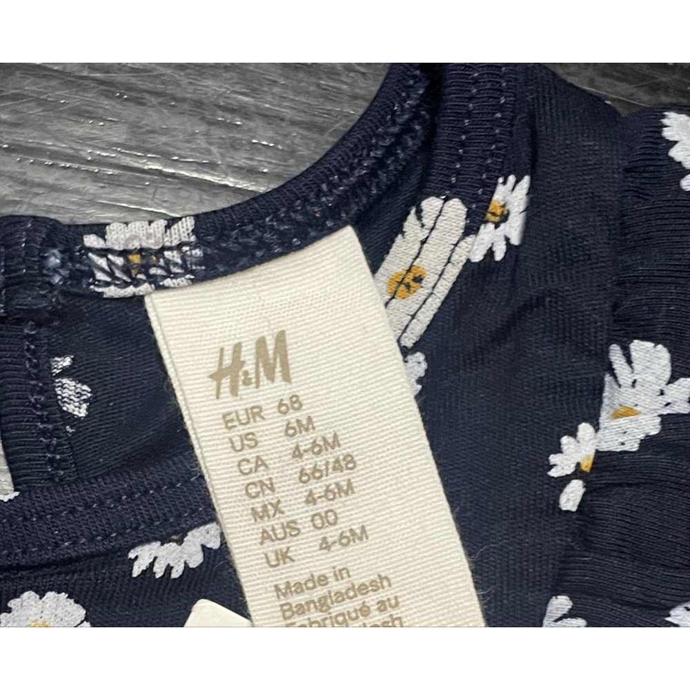 Baby H&M Casual Dress 4-6 Months Navy White Daisy Print - Picture 2 of 5